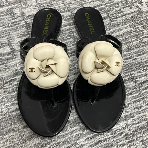 chanel shoes yellow|Chanel jelly sandals slides.